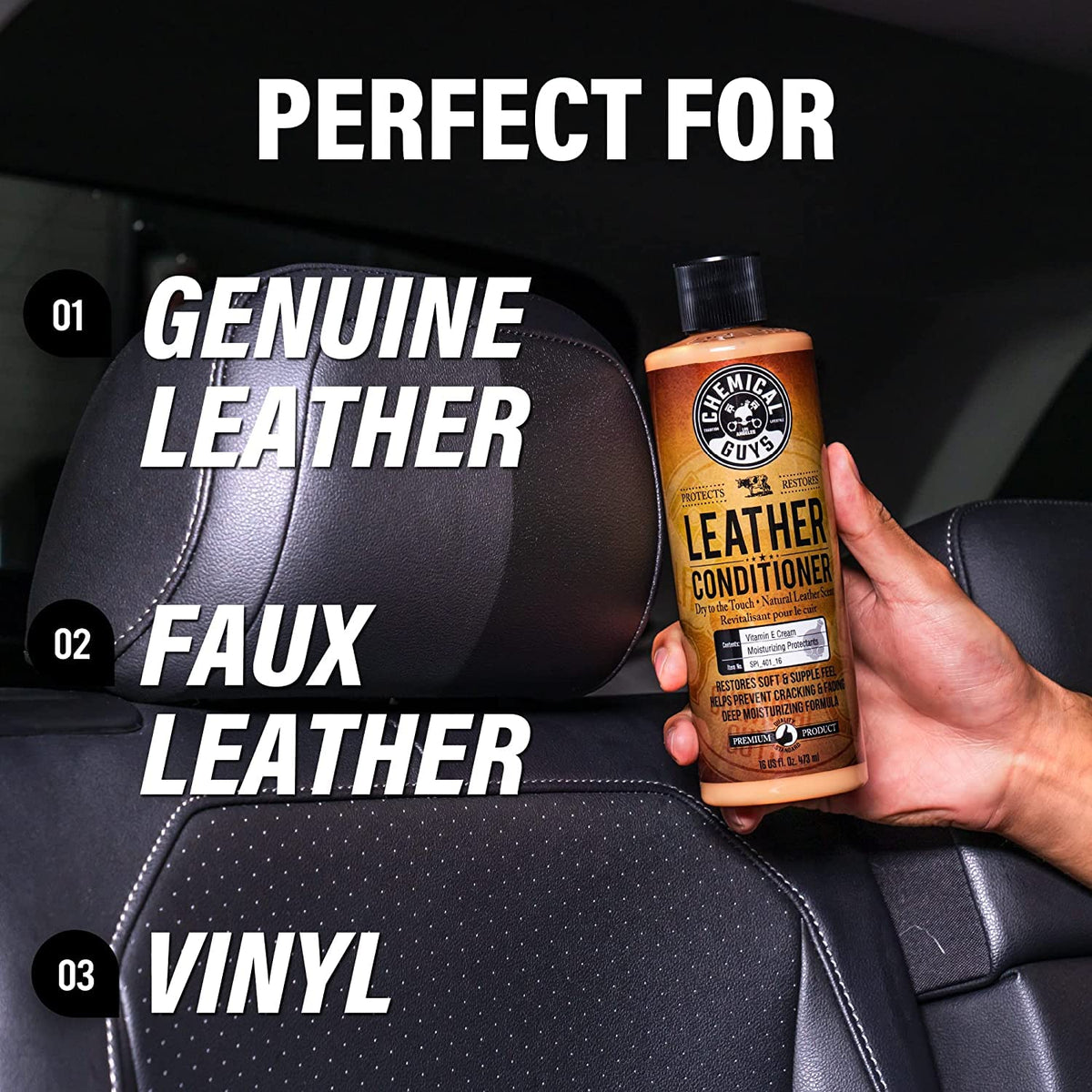 Chemical Guys Leather Cleaner and Conditioner Kit with Brush - Chemical Guys Official Imagery - 4