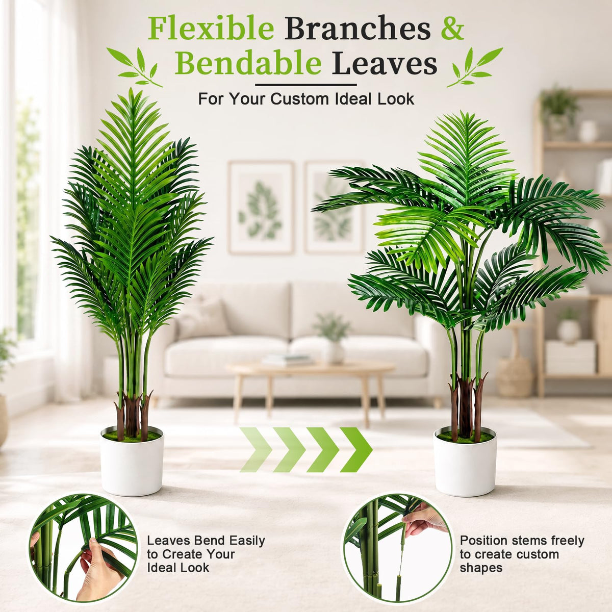 4FT Artificial Palm Tree Faux Plants Indoor Large Fake - TNELTUEB Official Imagery - 5