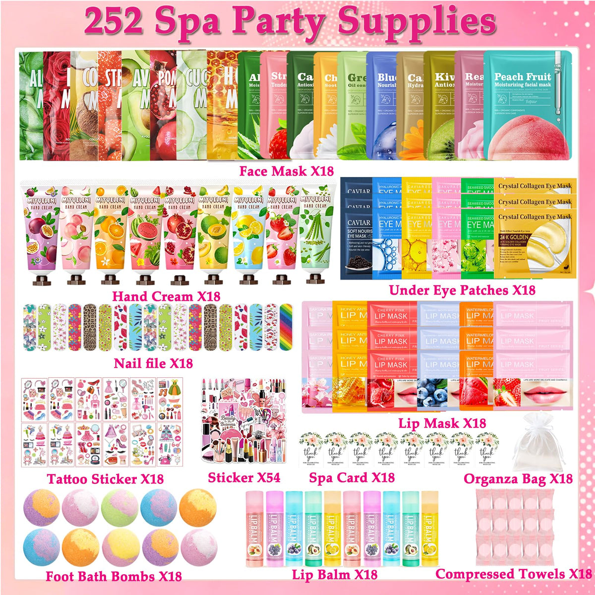 252 PCS Spa Party Supplies for Women Spa Day Favors - UUNZ Official Imagery - 3