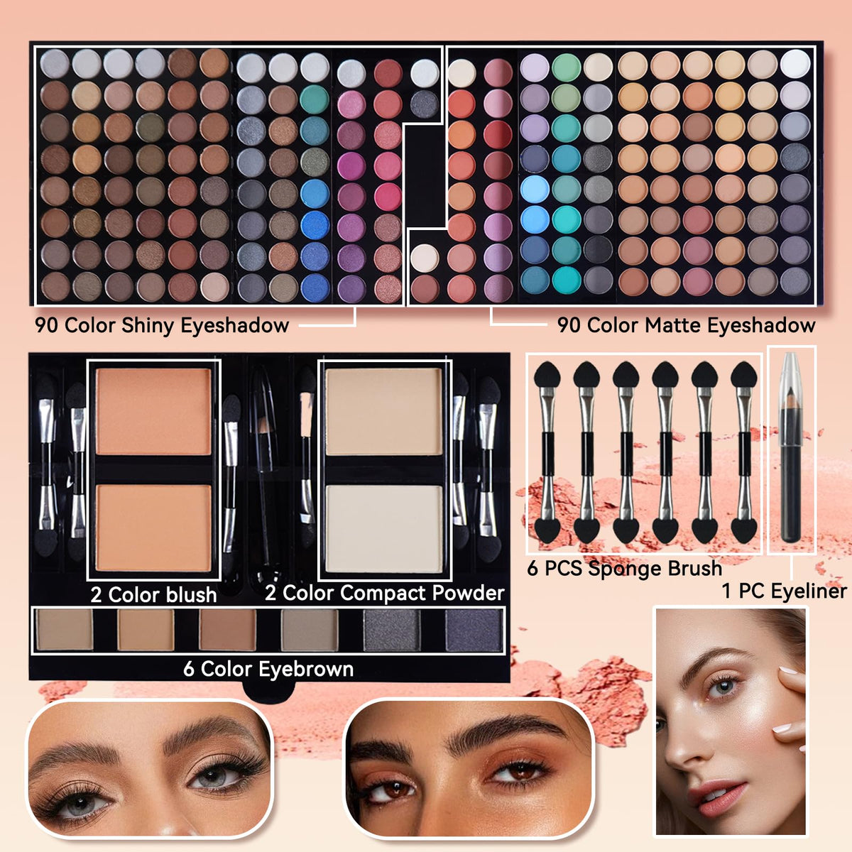 180 Colors Eyeshadow Palette Matte Shimmer Eye Shadow Makeup - JasCherry Official Imagery - 7
