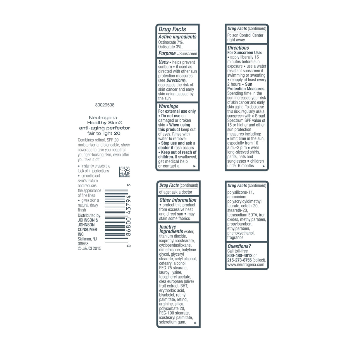 Neutrogena Anti Aging Perfector Tinted Facial Moisturizer 1 – back view and specifications