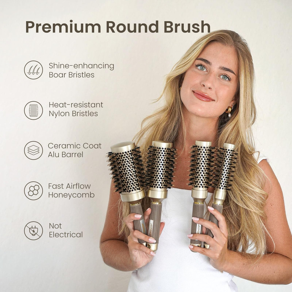 AIMIKE Round Hair Brush Nano Thermal Ceramic Ionic Tech 2 1 – full view