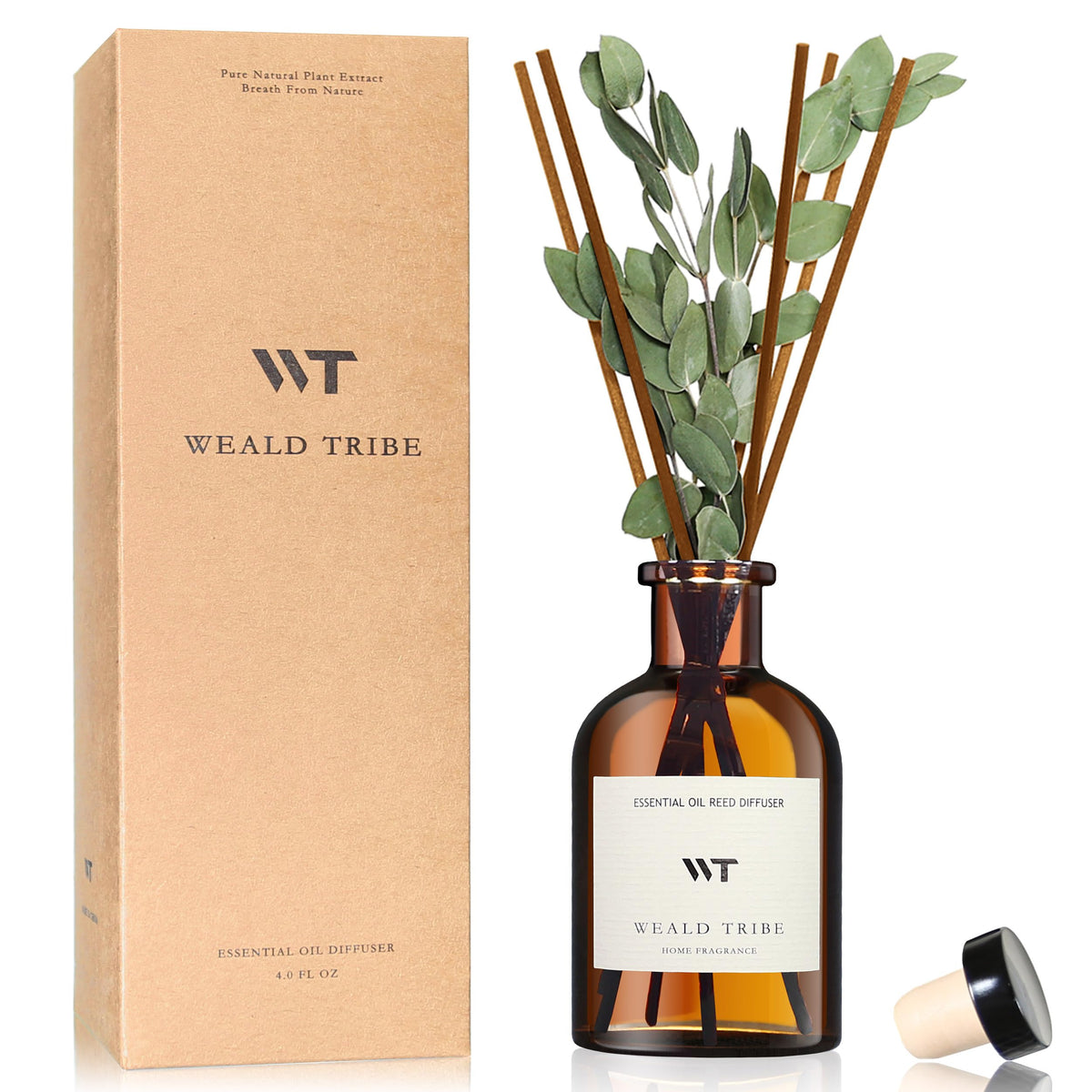WEALD TRIBE Flower Reed Diffuser Set Eucalyptus Lavender Scent for Room – Floral, Glass, Eucalyptus & Lavender
