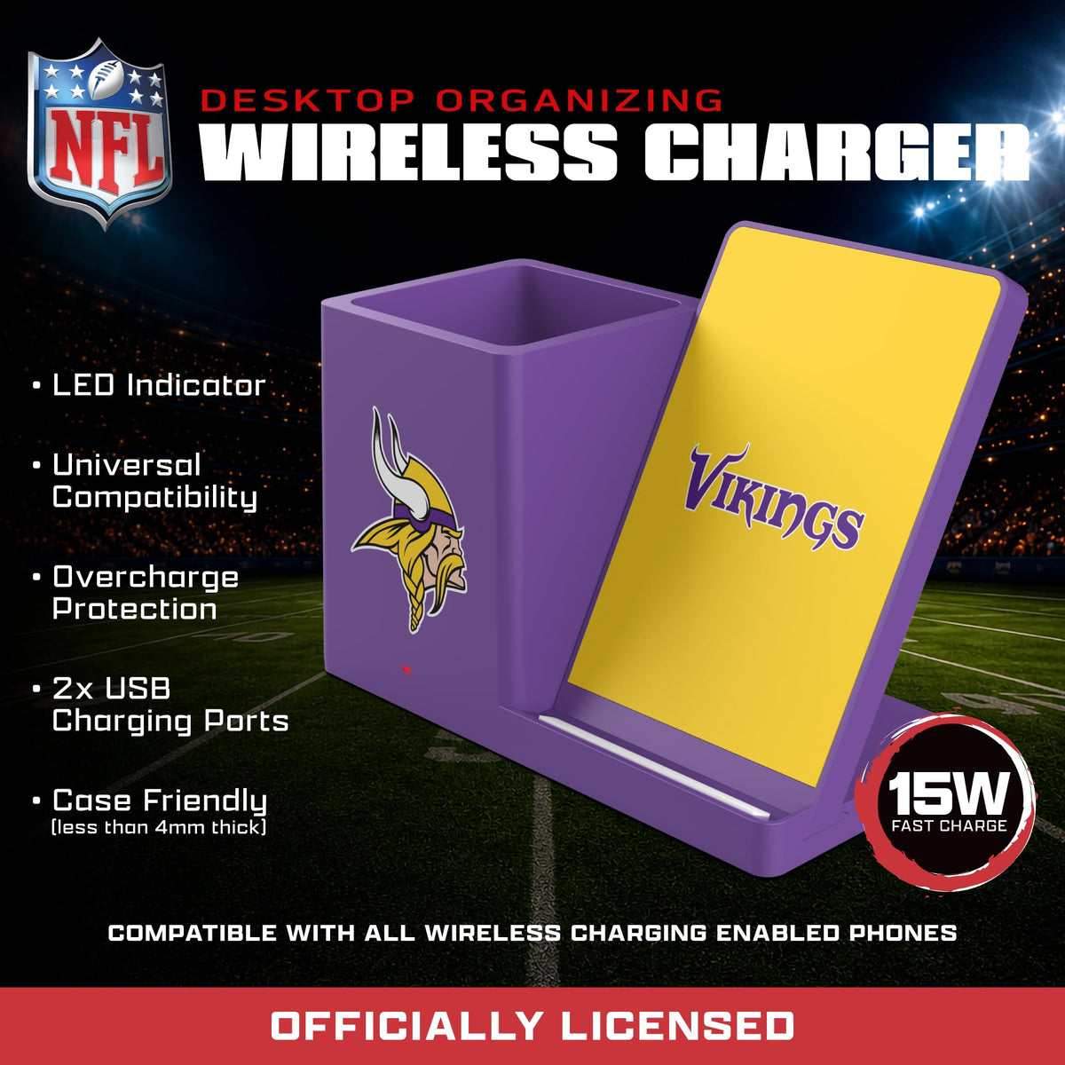 SOAR NFL Unisex Wireless Charging Stand and Desktop - SOAR Official Imagery - 7