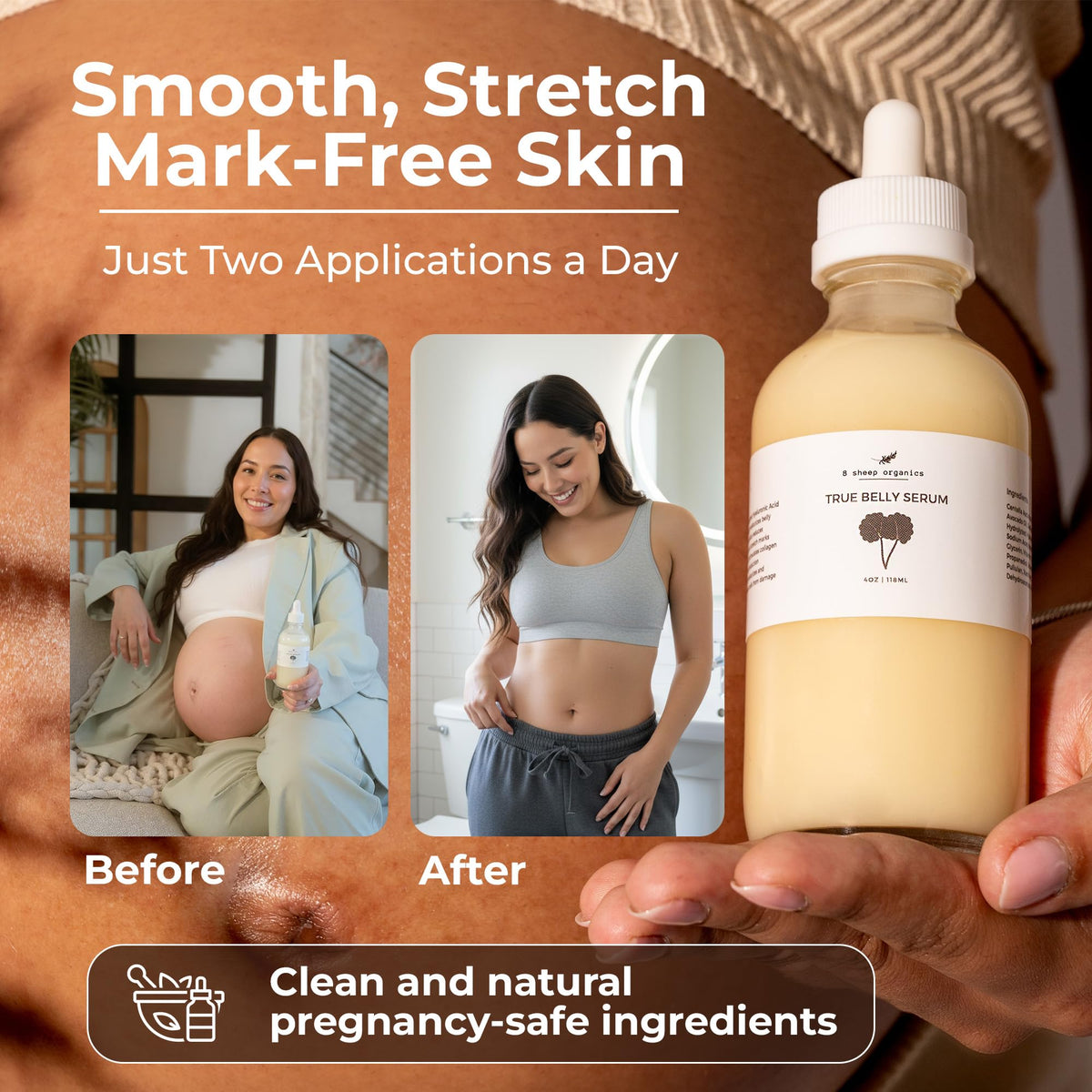 8 Sheep True Belly Serum Pregnancy Safe Skin Care Belly Oil - 8 SHEEP ORGANICS Official Imagery - 4