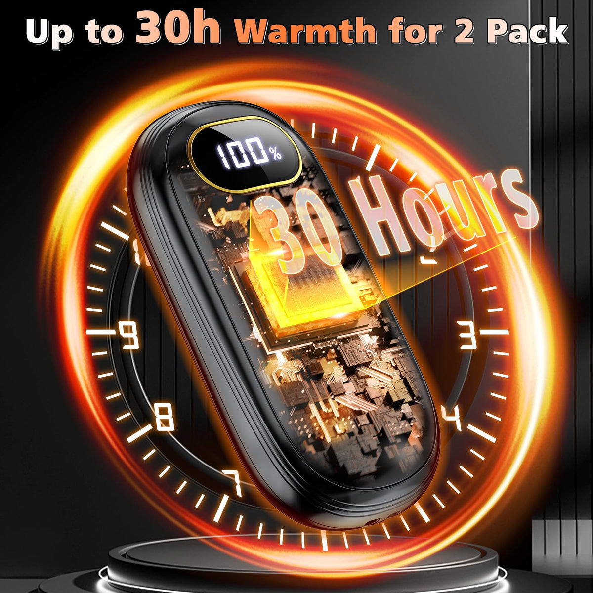 AUIIAH Hand Warmers Rechargeable – close-up detail in Black