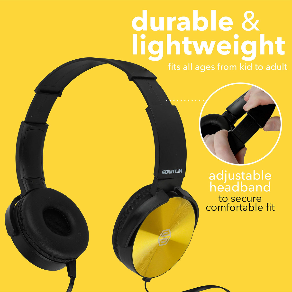 Sonitum Classroom Headphones Bulk 5 Pack Student On Ear Color – full view