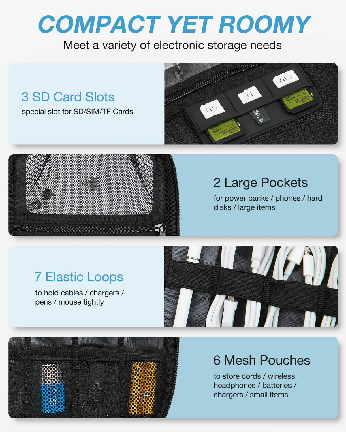 BAGSMART Large Electronic Organizer Travel Case for Tech – packaging and label