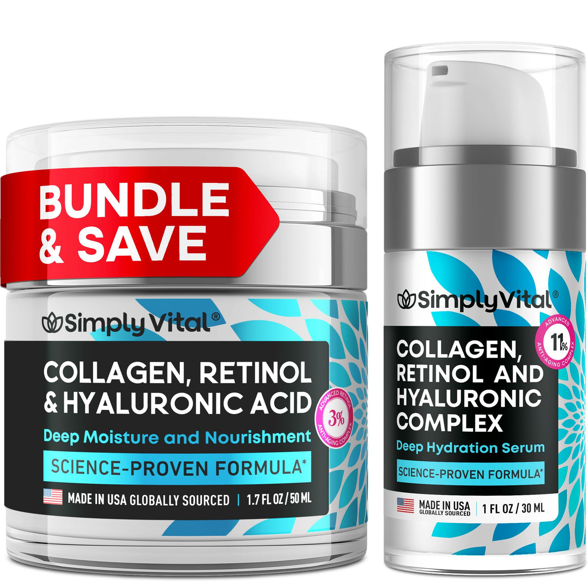 SimplyVital Collagen Retinol Hyaluronic Acid Serum Cream Set - SimplyVital Official Imagery - 2