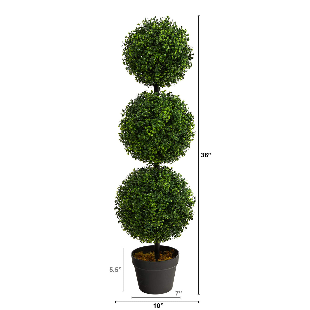 Nearly Natural 36 in Artificial Triple Ball Boxwood Topiary - Nearly Natural Official Imagery - 5