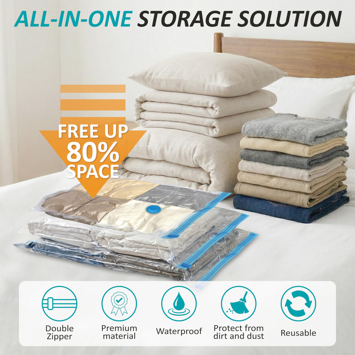 Vacuum Storage Bags with Hand Pump Vacuum Seal Space Saver - Cozy Essential Official Imagery - 3