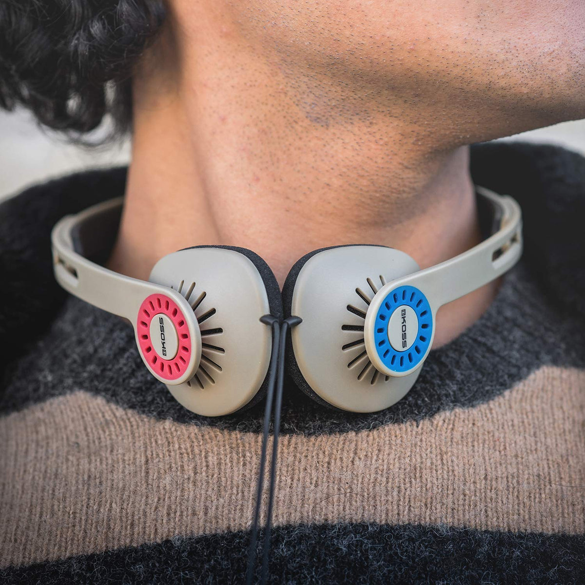 Koss KPH30i Retro Style On Ear Headphones Rhythm Beige – alternate angle