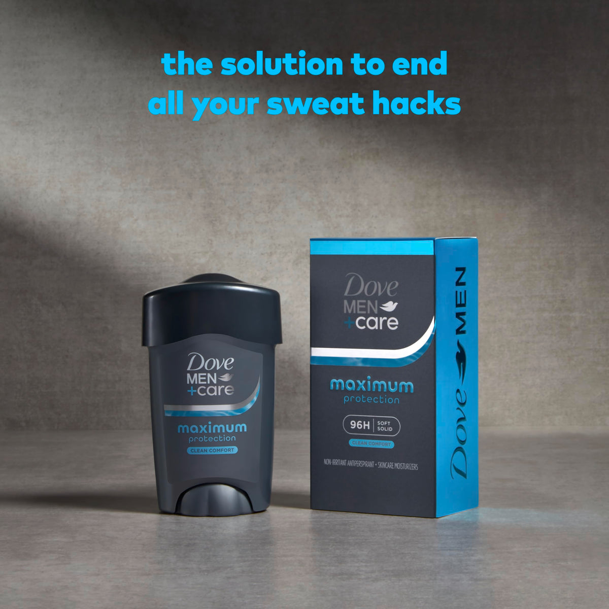 DOVE MEN + CARE Dove Men 96 Hour Maximum Protection Deodorant Clean Comfort – back view and specifications