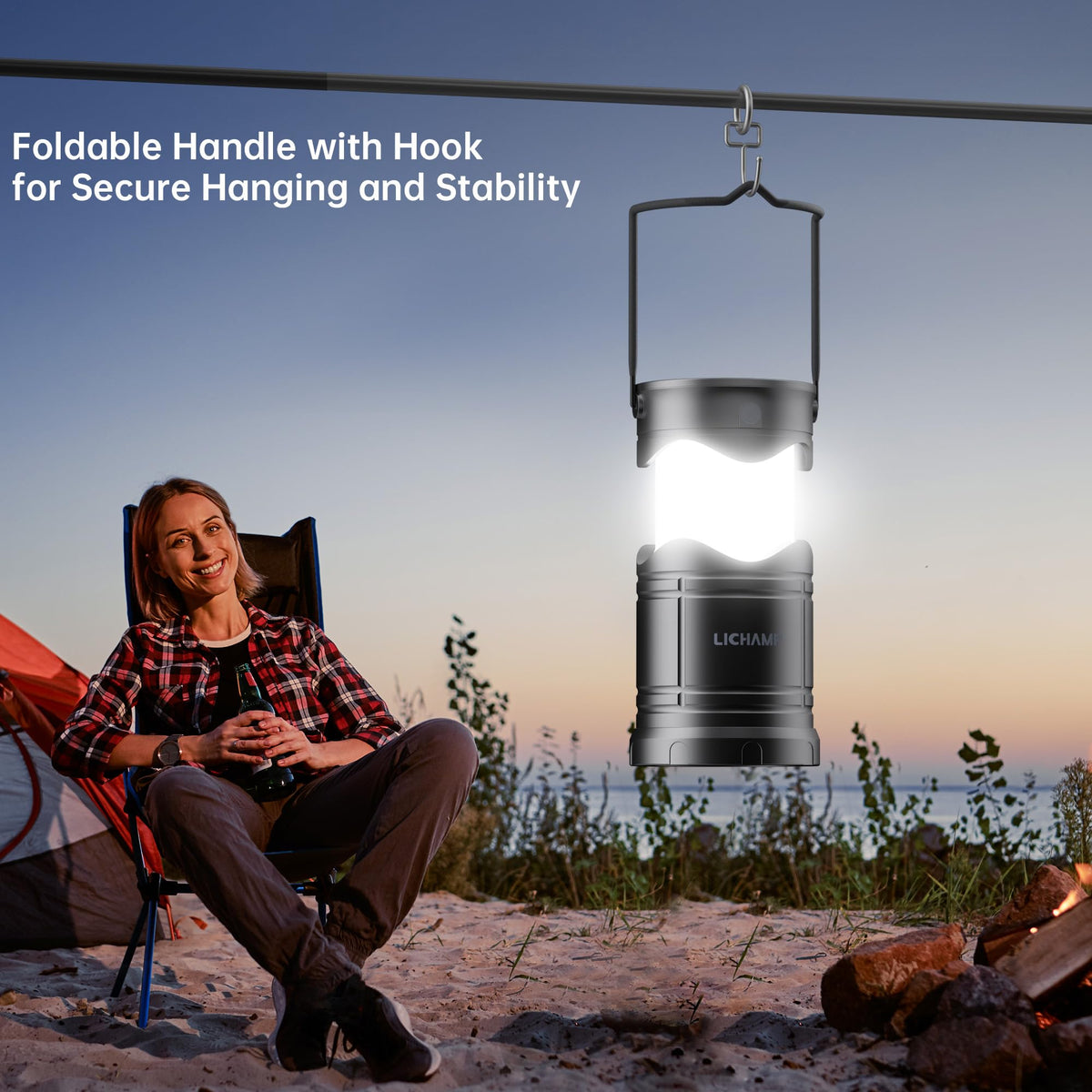 Lichamp 4 Pack Solar Camping Lantern USB Rechargeable LED - Lichamp Official Imagery - 7