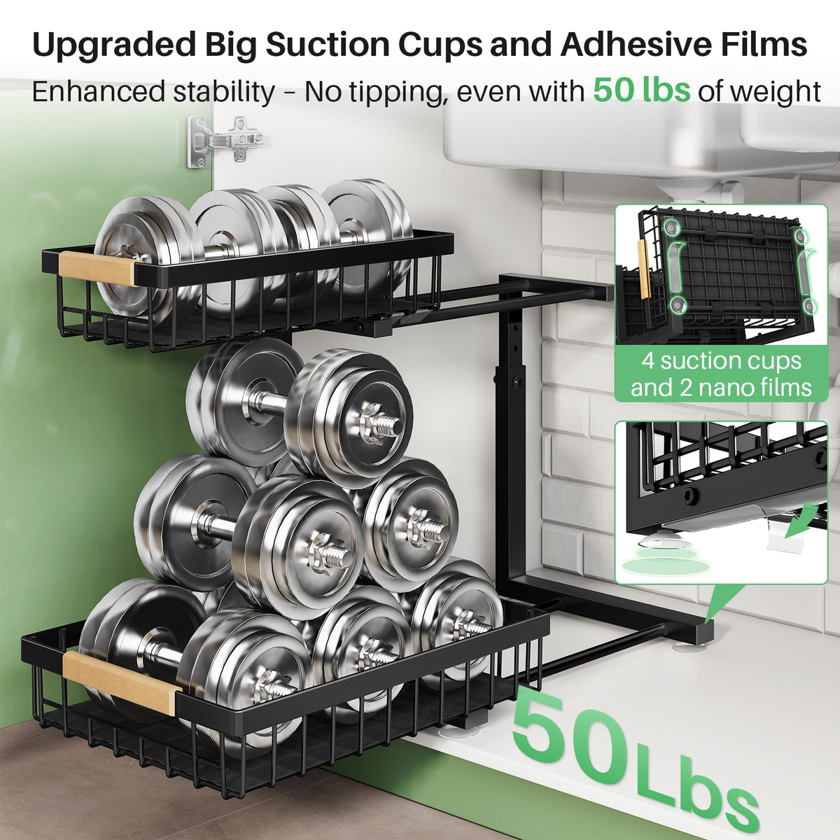 Kitstorack Under Sink Organizer 2 Tier Under the Sink - Kitstorack Official Imagery - 5