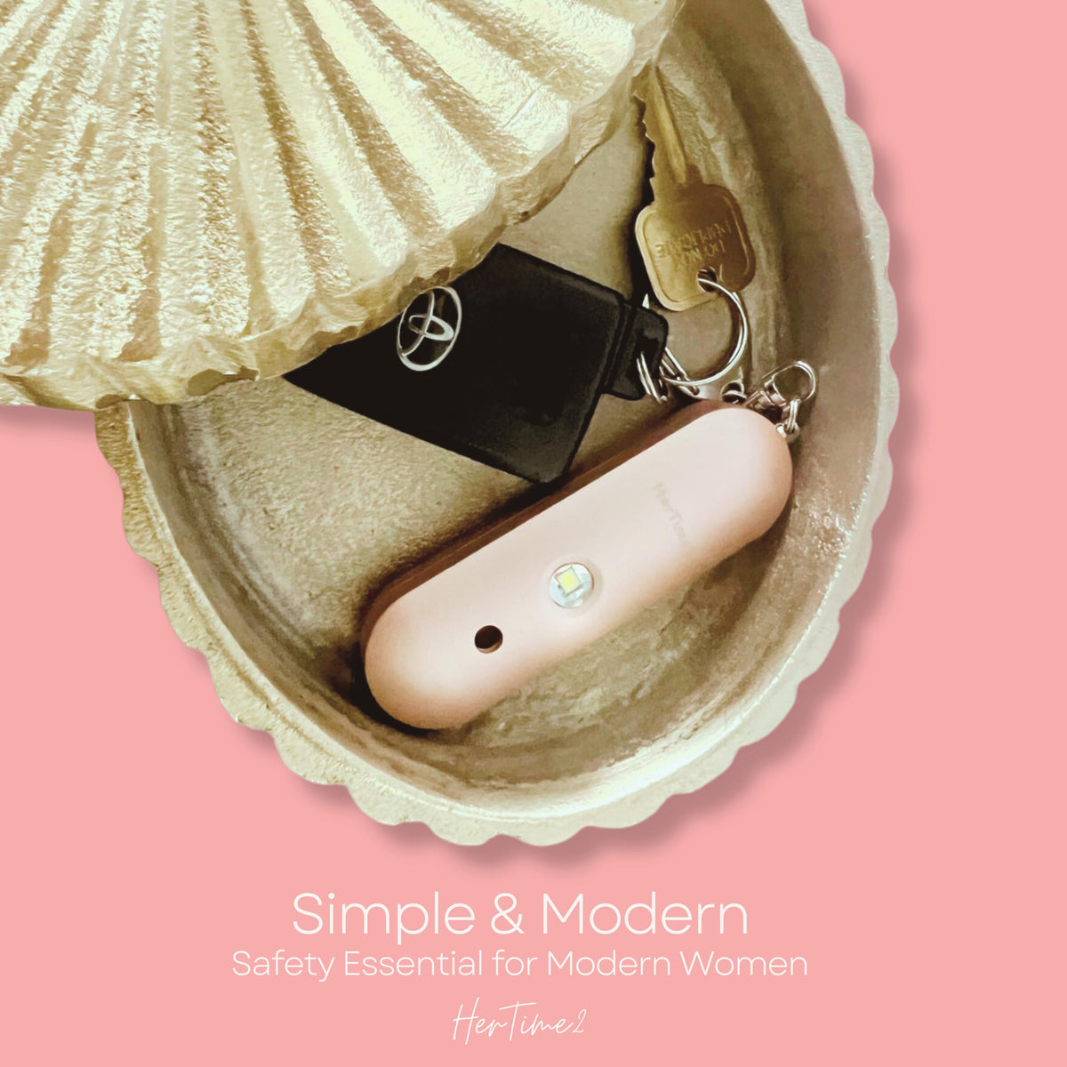 HerTime2 Personal Safety Alarm for Women – back view and specifications