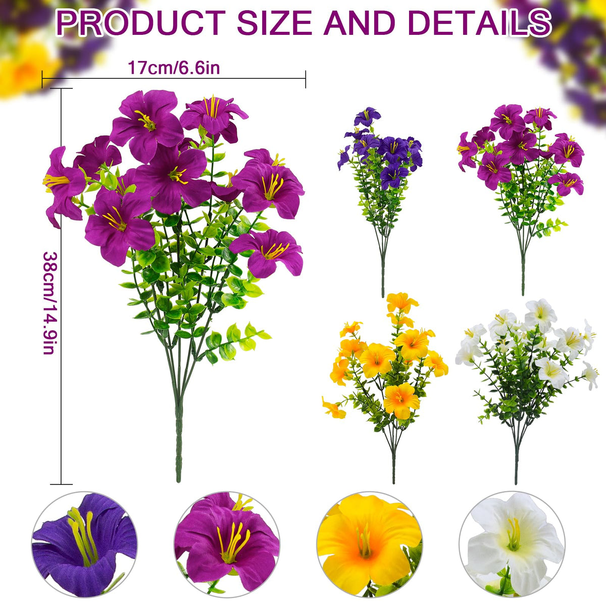 Daynight 2 Set Artificial Outdoor Hanging Baskets with 24 - Daynight Official Imagery - 4