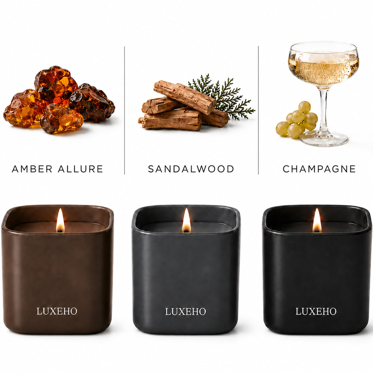 Luxury Scented Candle Gift Set 3 Pack Soy Candles for Home - LUXEHO Official Imagery - 3