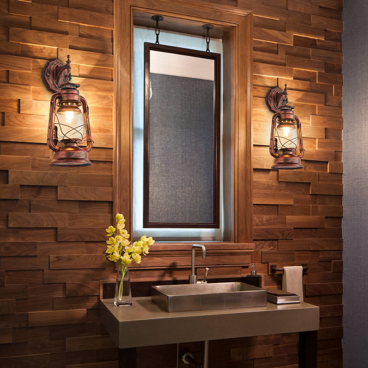 NOXARTE Rustic Wall Sconce Lighting Lantern Mounted Light - NOXARTE Official Imagery - 7