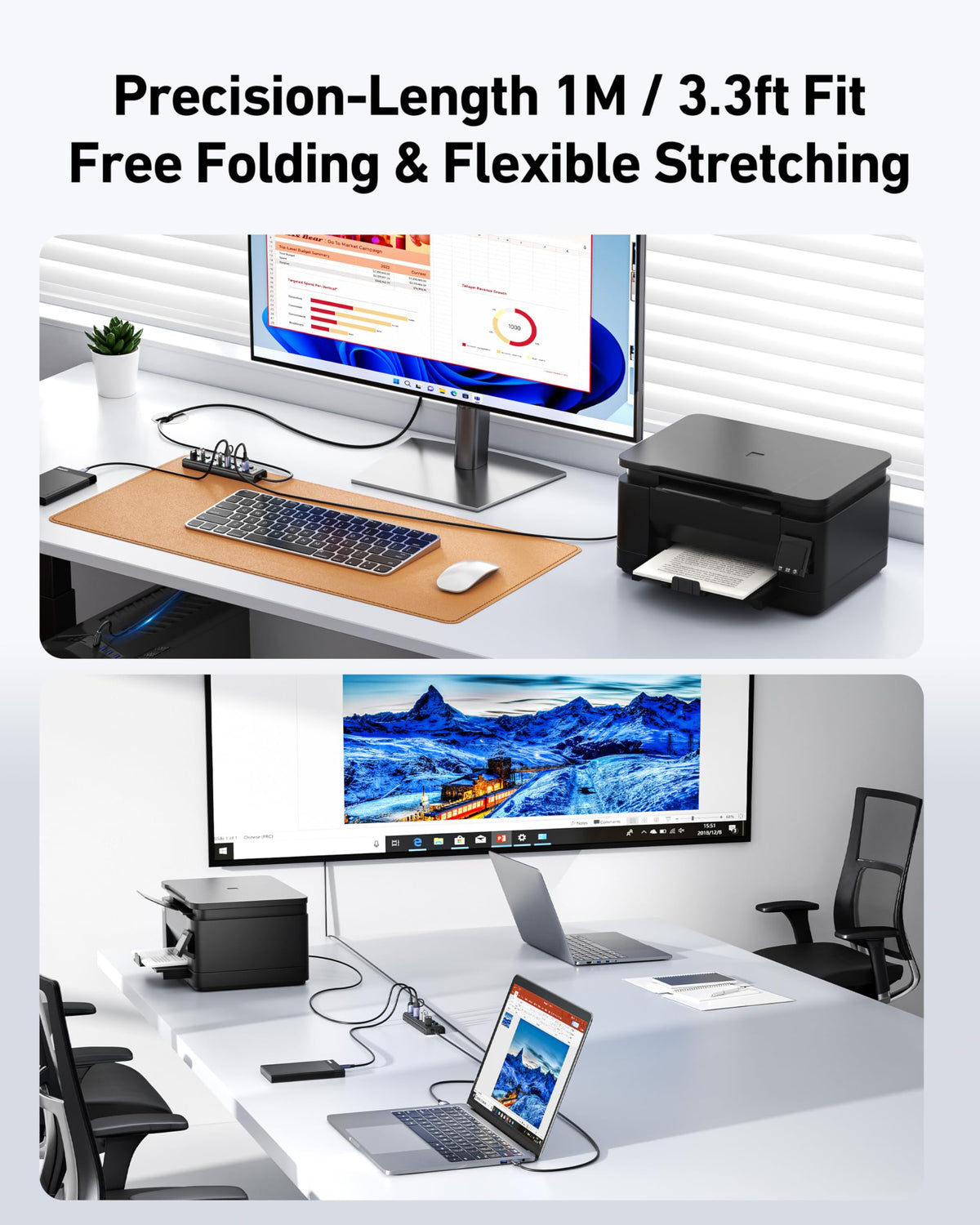 BENFEI USB 3 0 Hub 7 Port Ultra Slim Portable USB Splitter – back view and specifications