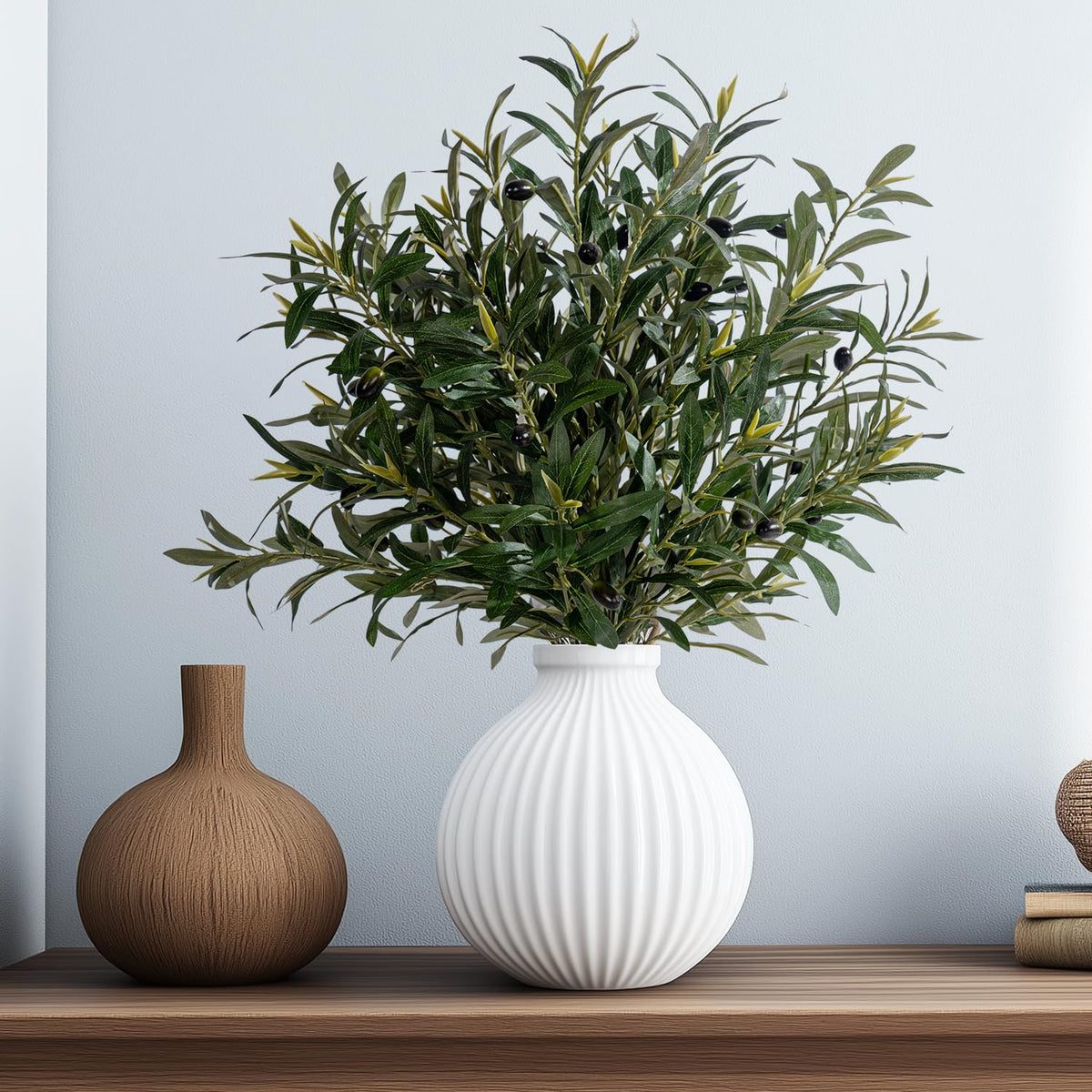 Bailikang 8PCS 24 Artificial Olive Branches Realistic Fake - Bailikang Official Imagery - 7