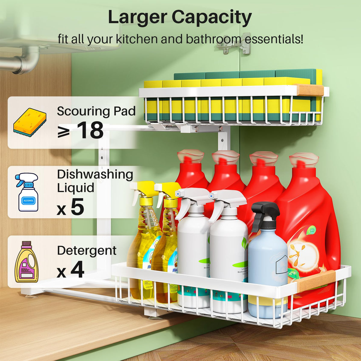 Kitstorack Under Sink Organizer 2 Tier Under the Sink - Kitstorack Official Imagery - 4