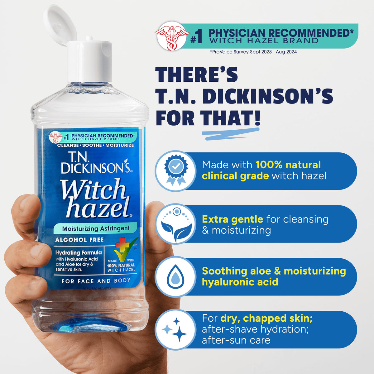 T.N. Dickinson's T N Dickinson s Witch Hazel Moisturizing Astringent – packaging and label