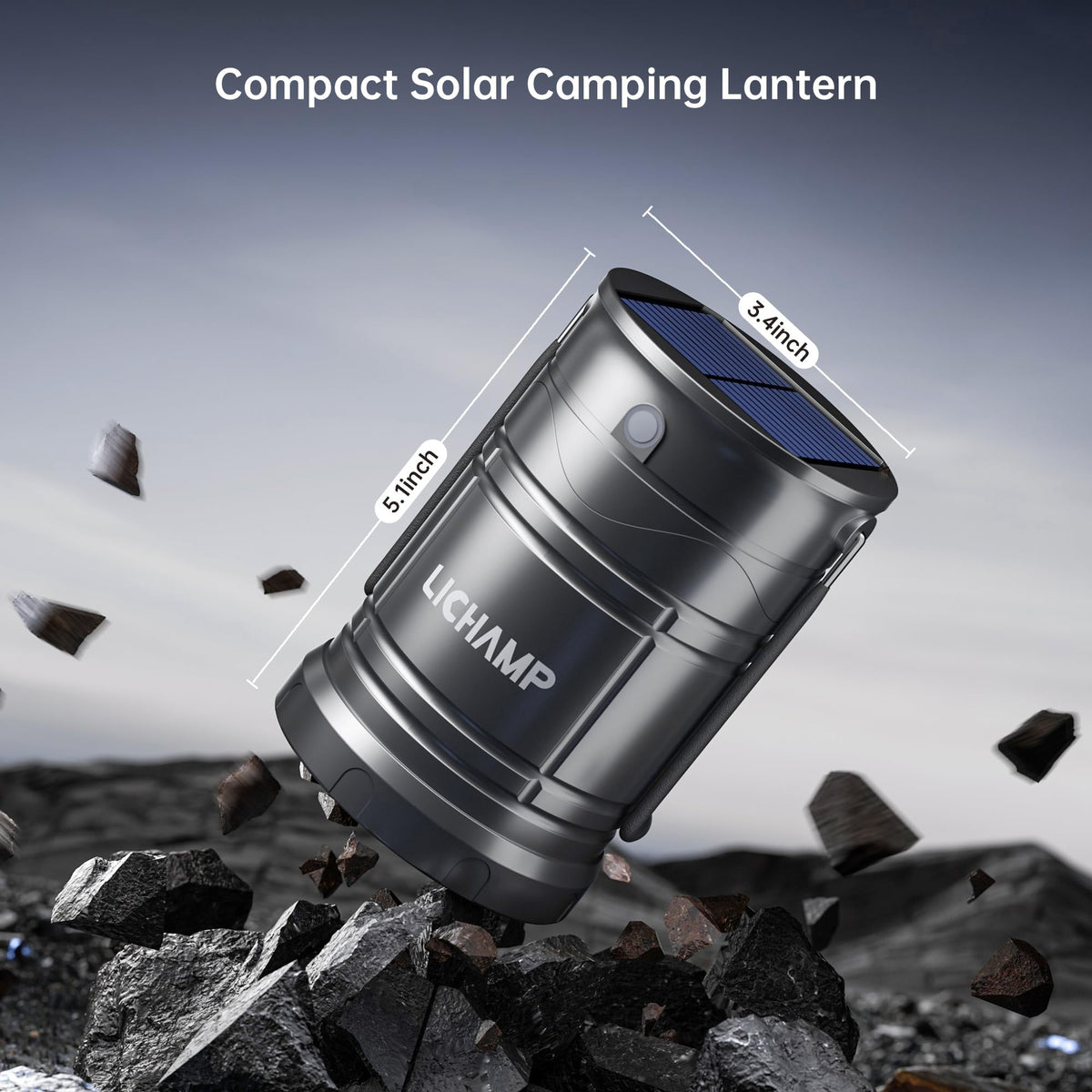 Lichamp 4 Pack Solar Camping Lantern USB Rechargeable LED - Lichamp Official Imagery - 6