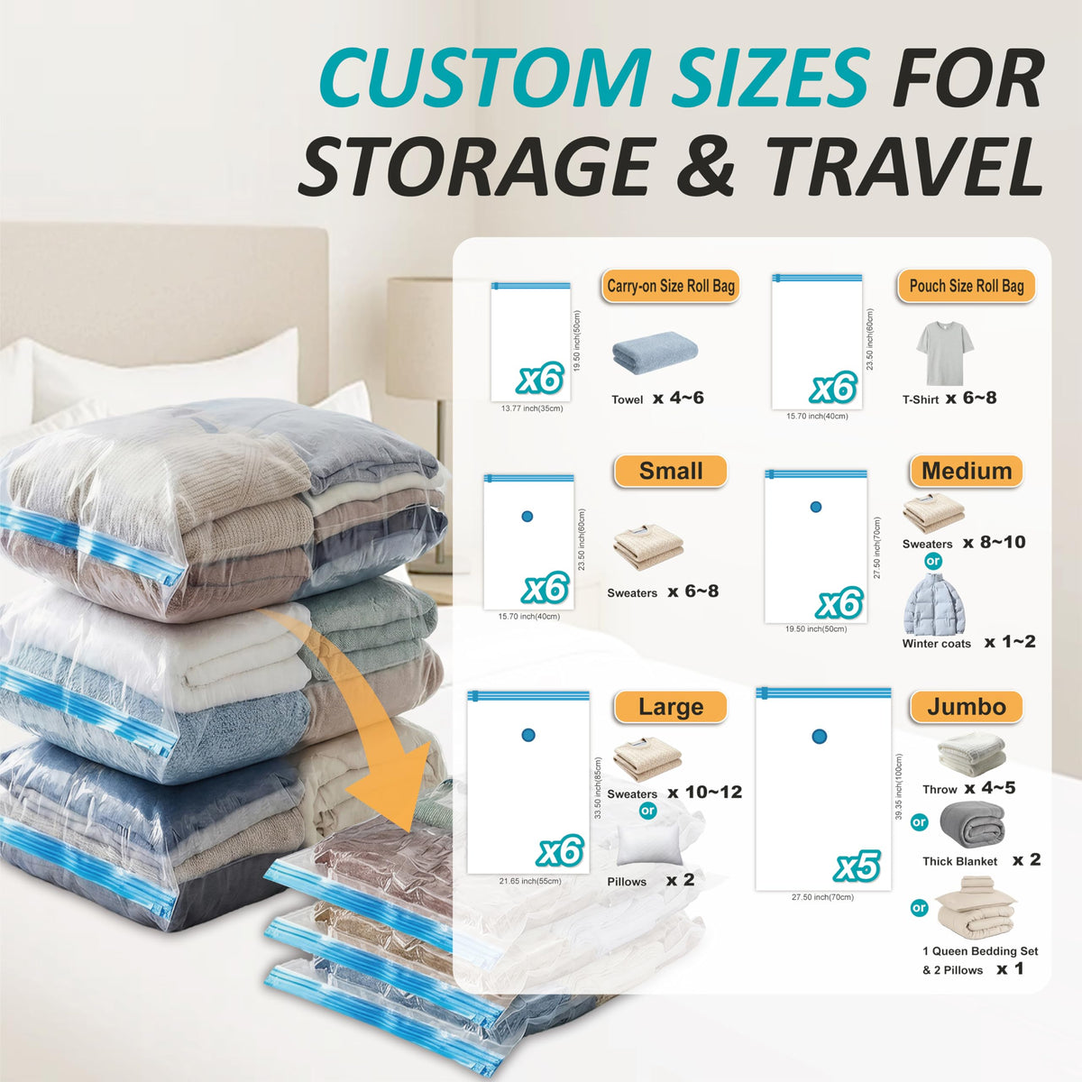 Vacuum Storage Bags with Hand Pump Vacuum Seal Space Saver - Cozy Essential Official Imagery - 4