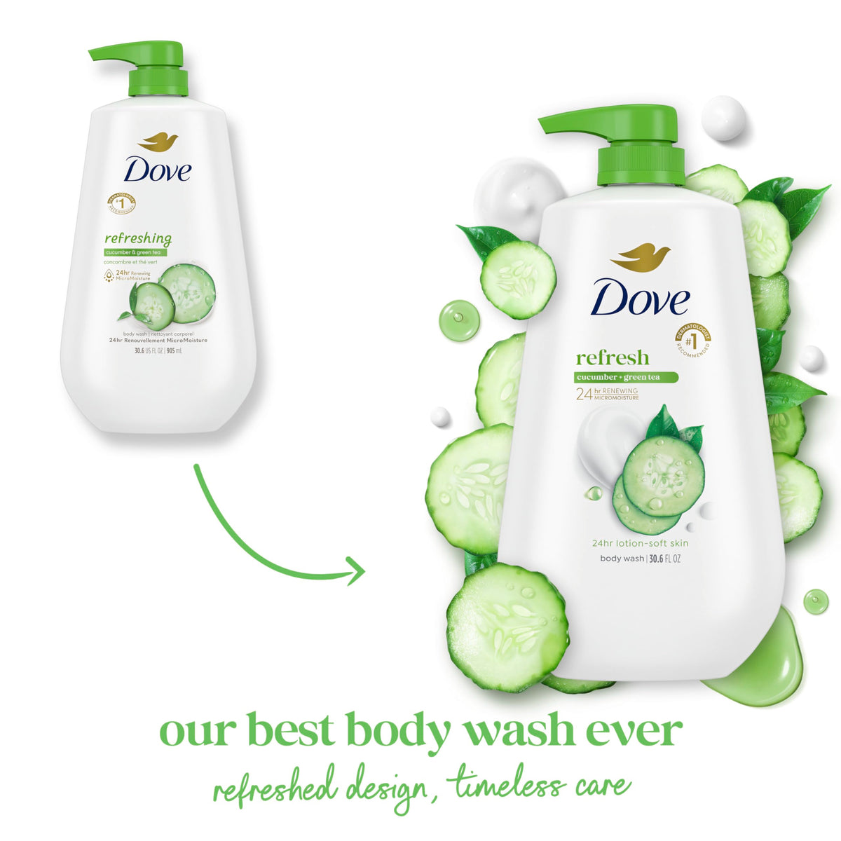 Dove Body Wash Body Wash Refresh Cucumber Green Tea 30 6 oz – packaging and label