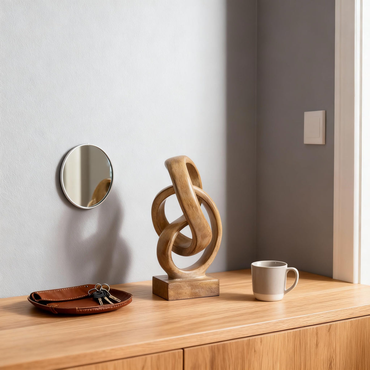 Abstract wood toned knot sculpture geometric decorative - DOVDOV Official Imagery - 3