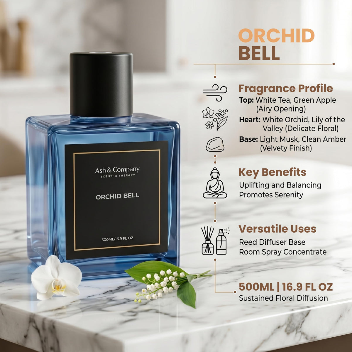 Ash Company Orchid Bell All in One Refillable 500ml - Ash & Company Official Imagery - 3