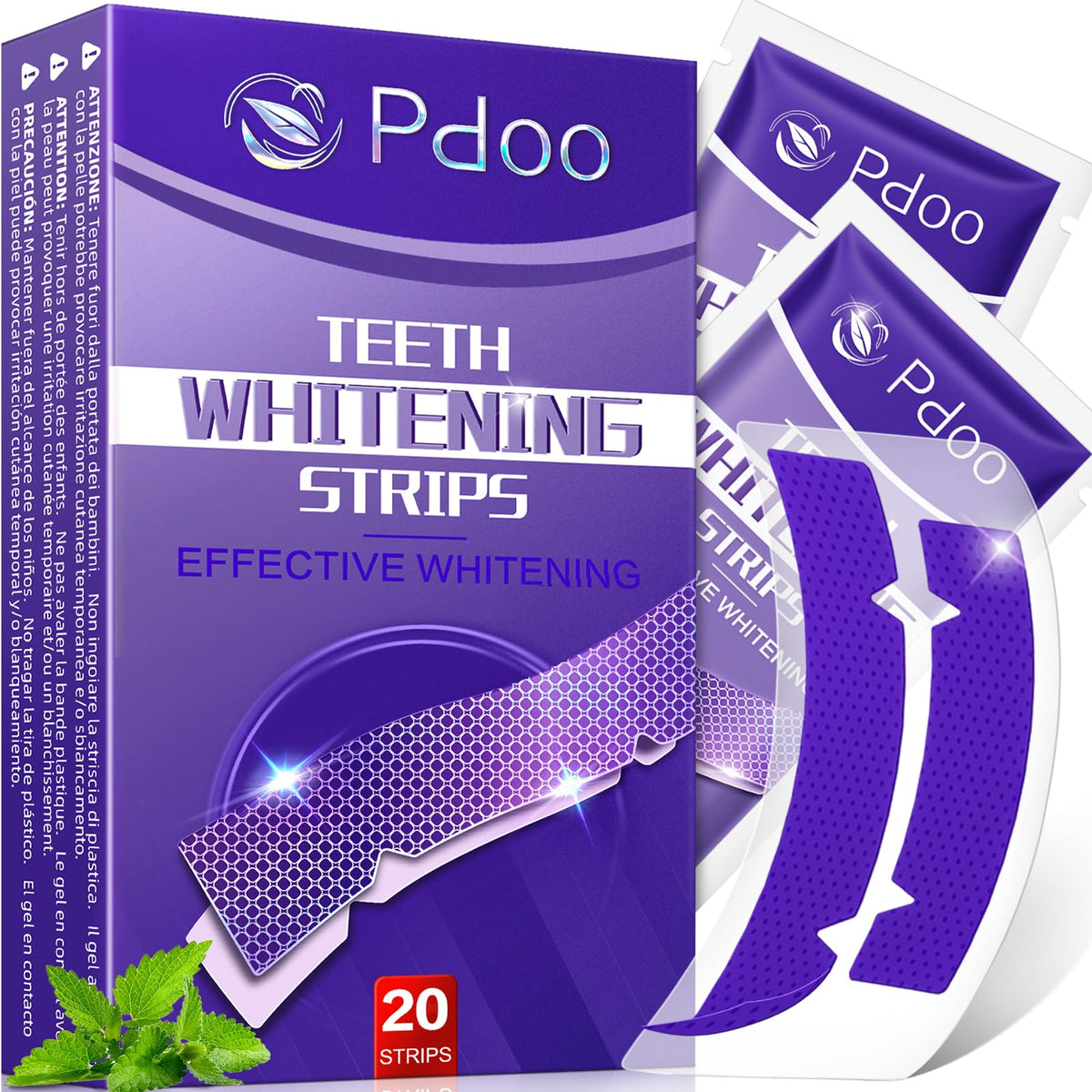 Pdoo Purple Teeth Whitening Strips 20 Count – product photo (Strips)