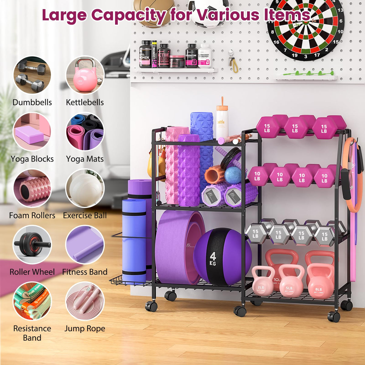 Dumbbell Rack Weight Rack for Home Gym Yoga Mat Storage Rack - 3IngSeagulls Official Imagery - 8