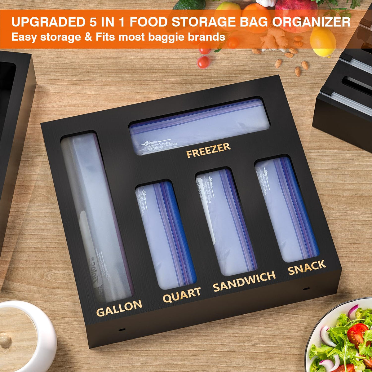 DALSHABET 9 IN1 Bamboo Storage Bag Drawer Organizer with - DALSHABET Official Imagery - 5