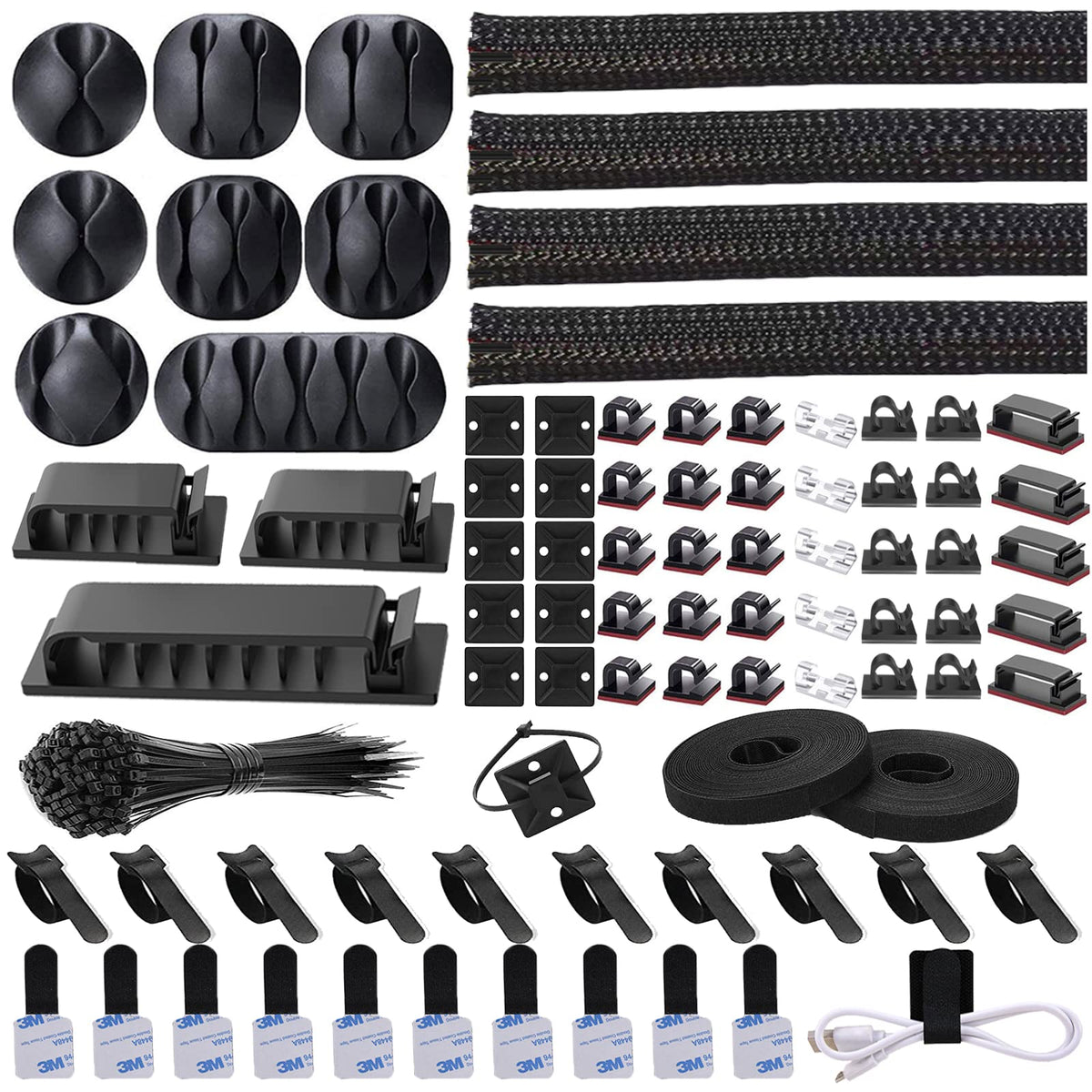 N NOROCME 192 PCS Cable Management Kit 4 Wire Organizer – Black, Polycarbonate