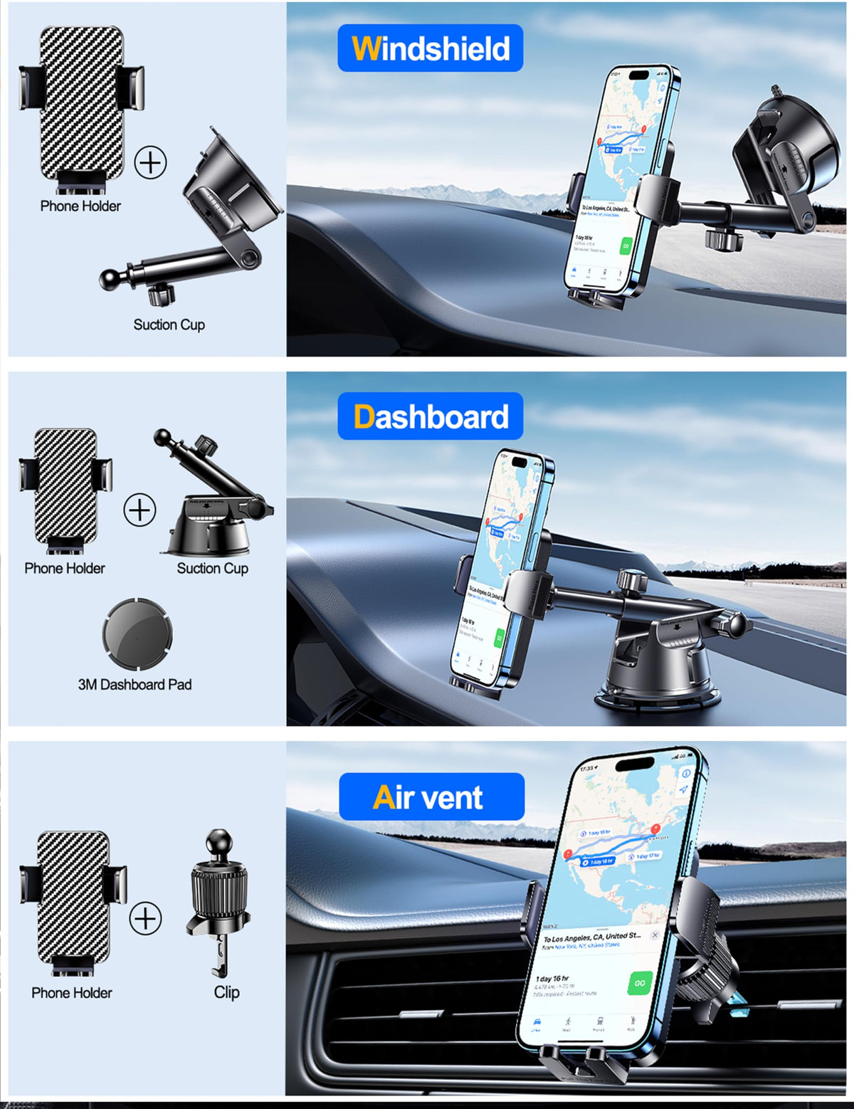 Qifutan Dash Mounted Holders Phone Holders for Your Car – full view
