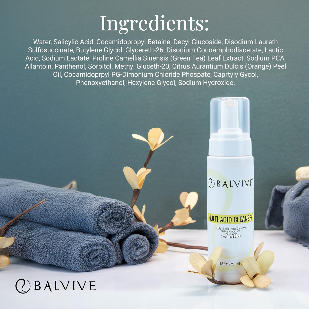 Foaming Facial Cleanser with Salicylic Acid Glycolic Acid - BALVIVE Official Imagery - 7