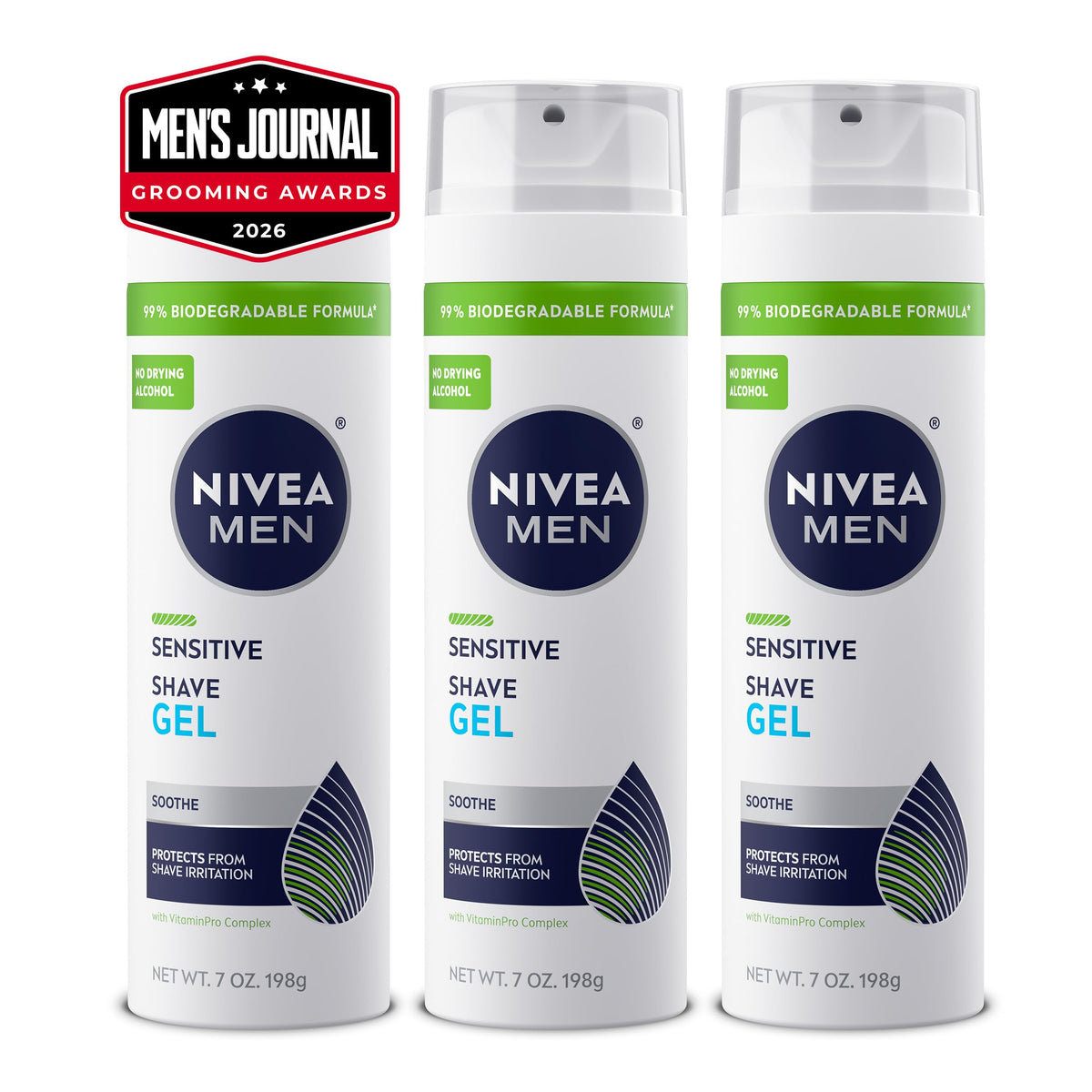 NIVEA MEN Sensitive Shave Gel No Drying Alcohol Mulitpack 3 – product photo (Shaving Gels)