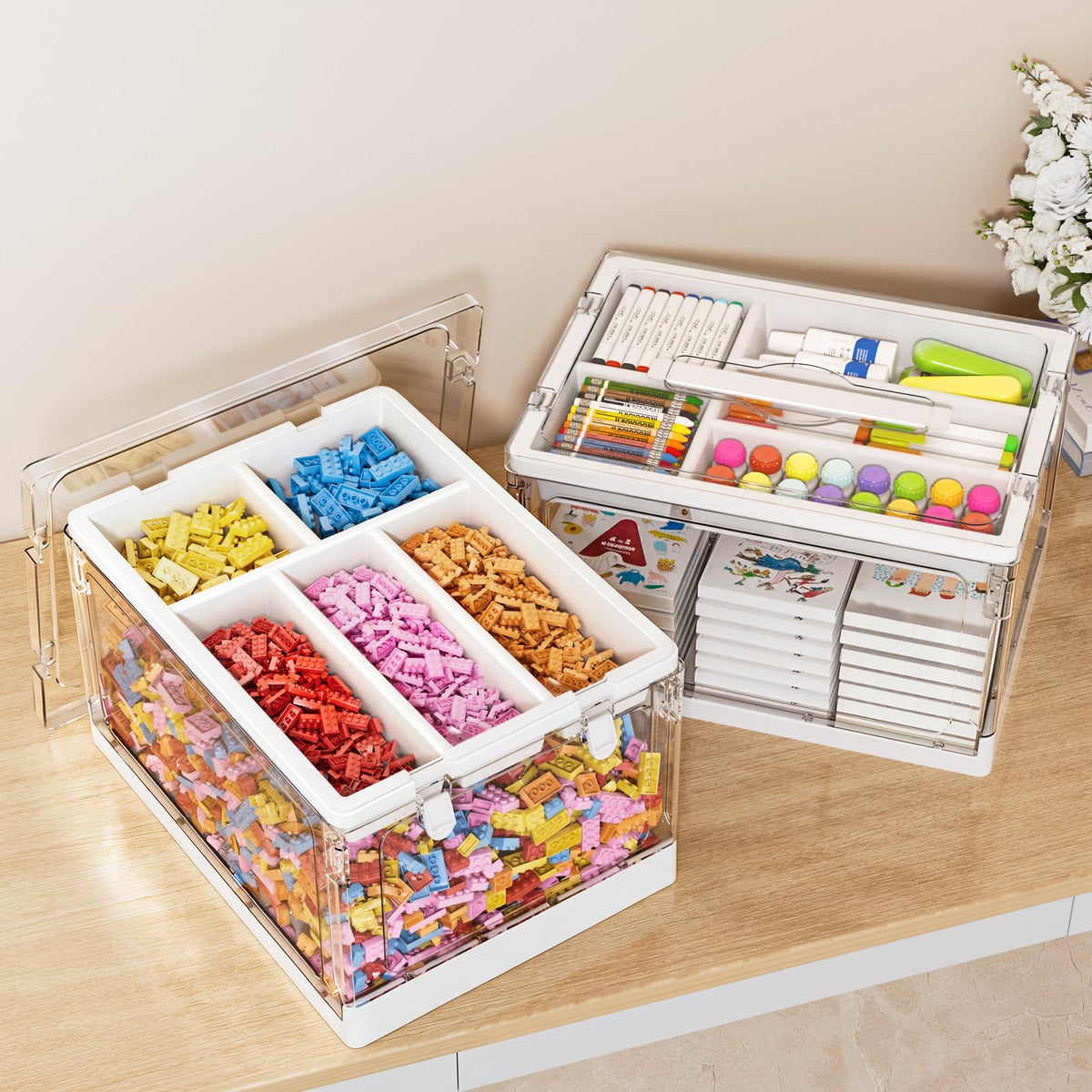24QT 2Packs Clear Craft Organizers and Storage with Trays - GeeBom Official Imagery - 3