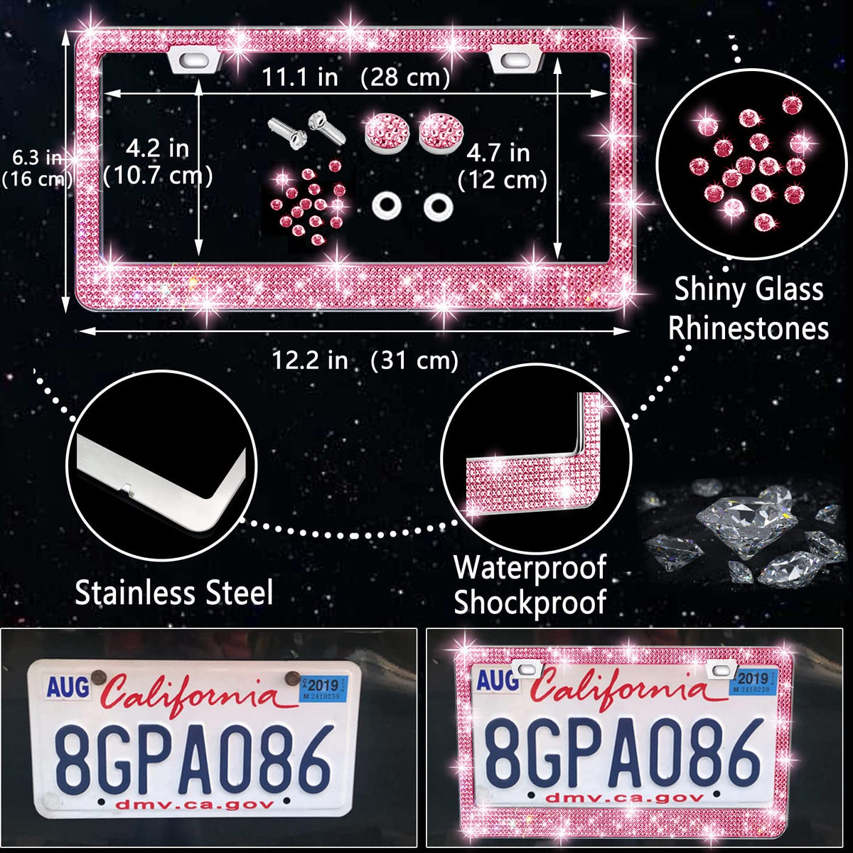 NBTEPEM 27 Piece Bling Car Accessories Set - NBTEPEM Official Imagery - 5