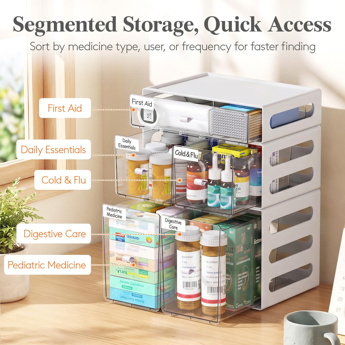 Lifewit Stackable Medicine Cabinet Organizer 3 Units - Lifewit Official Imagery - 4