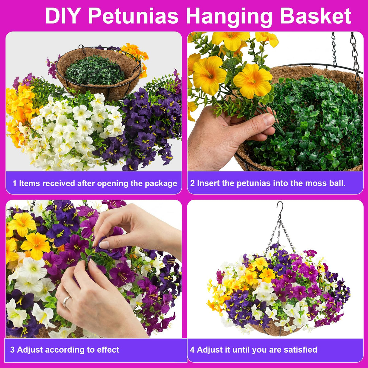 Daynight 2 Set Artificial Outdoor Hanging Baskets with 24 - Daynight Official Imagery - 8