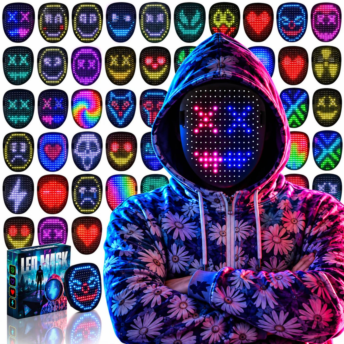 Depointer Life LED Mask Face Transforming Light up Mask Cool Gifts for Boys