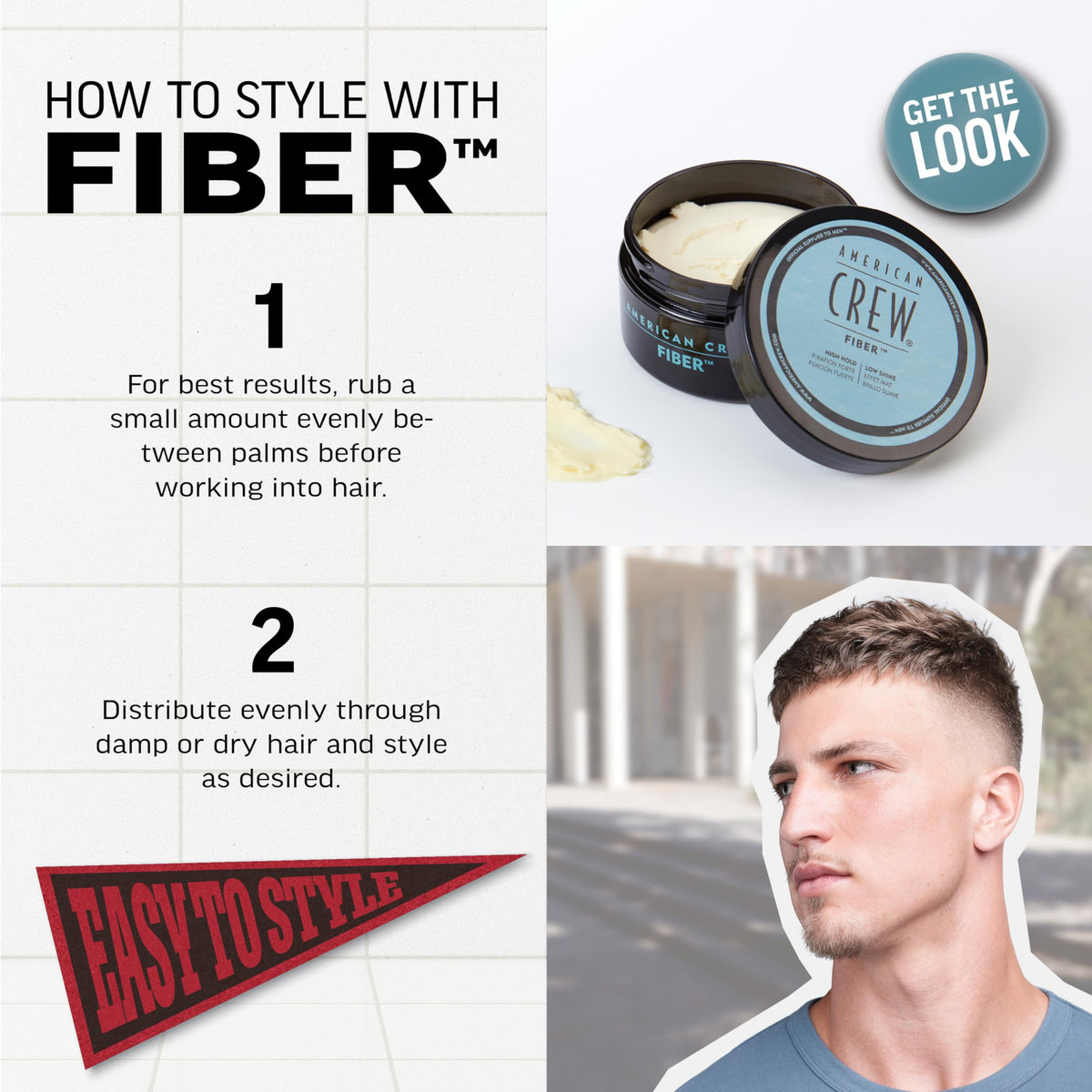 American Crew Men s Hair Fiber High Hold Low Shine 1 7 oz – back view and specifications