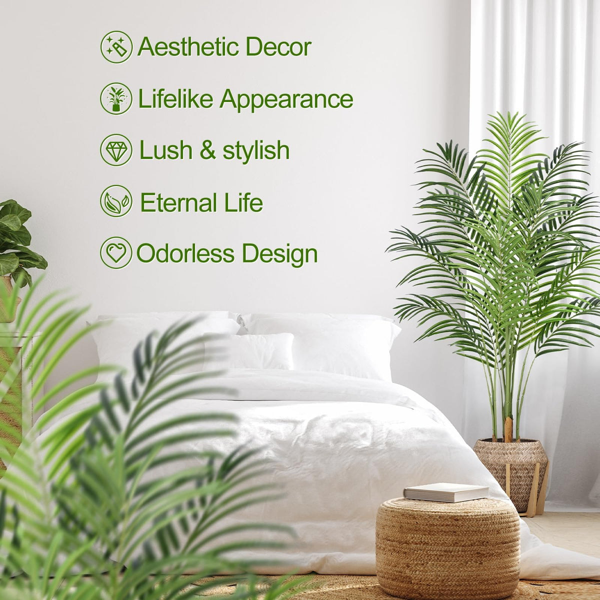 4ft Artificial Palm Tree Indoor Plant Tall Fake Tropical - Keeplush Official Imagery - 7