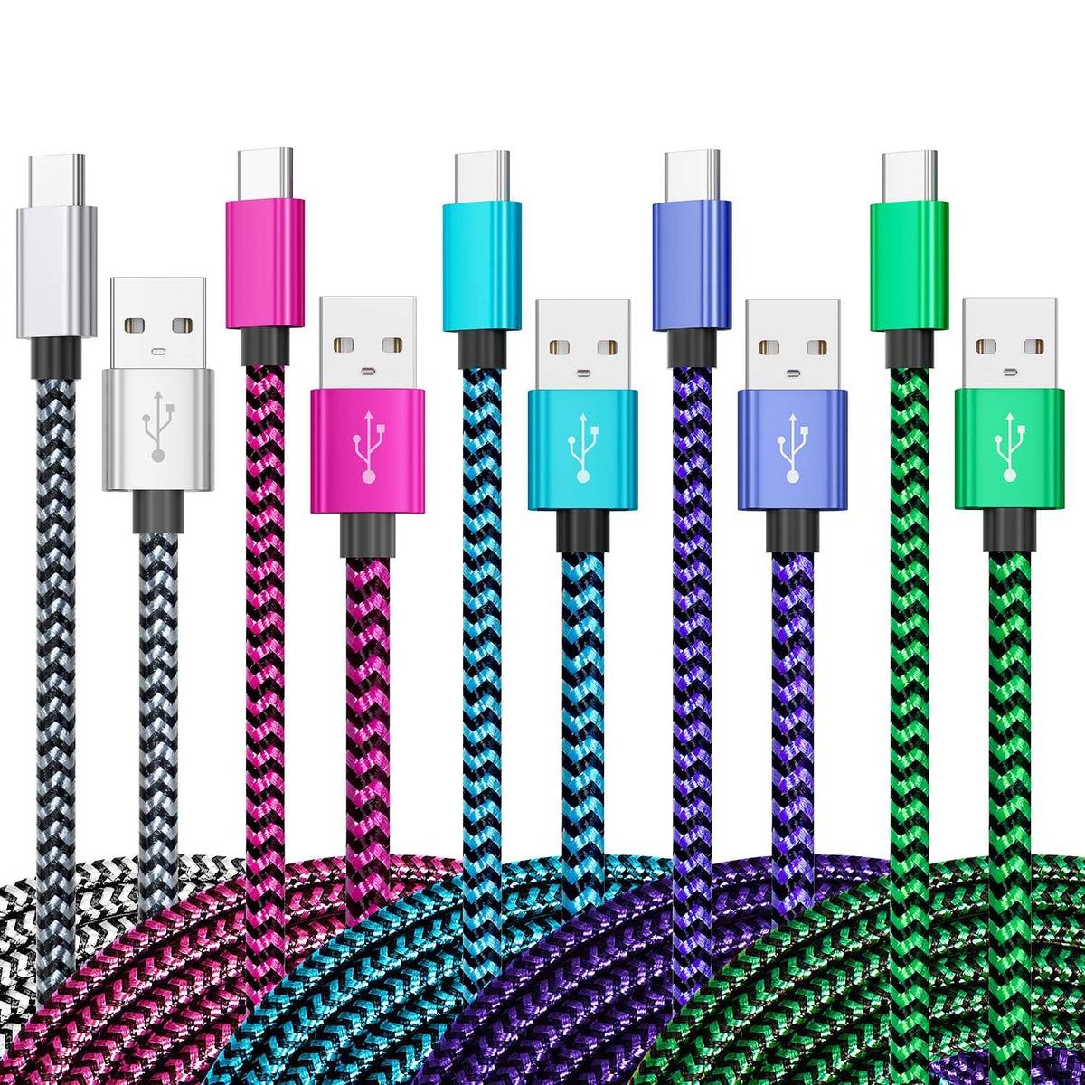 Teeind USB C Cable 6ft 5Pack 3A Fast Charging Nylon Braided – product photo (USB Cables)