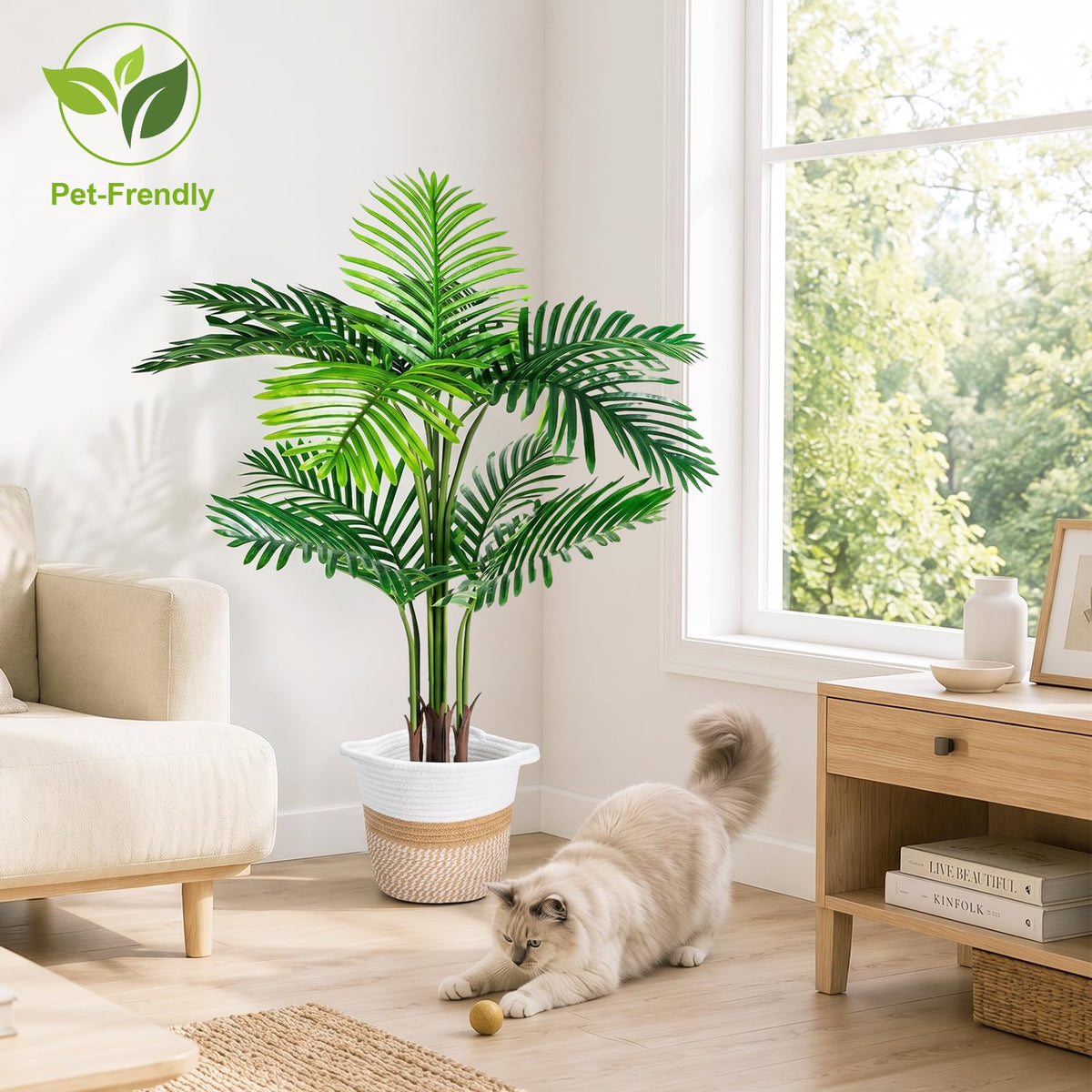 4FT Artificial Palm Tree Faux Plants Indoor Large Fake - TNELTUEB Official Imagery - 7