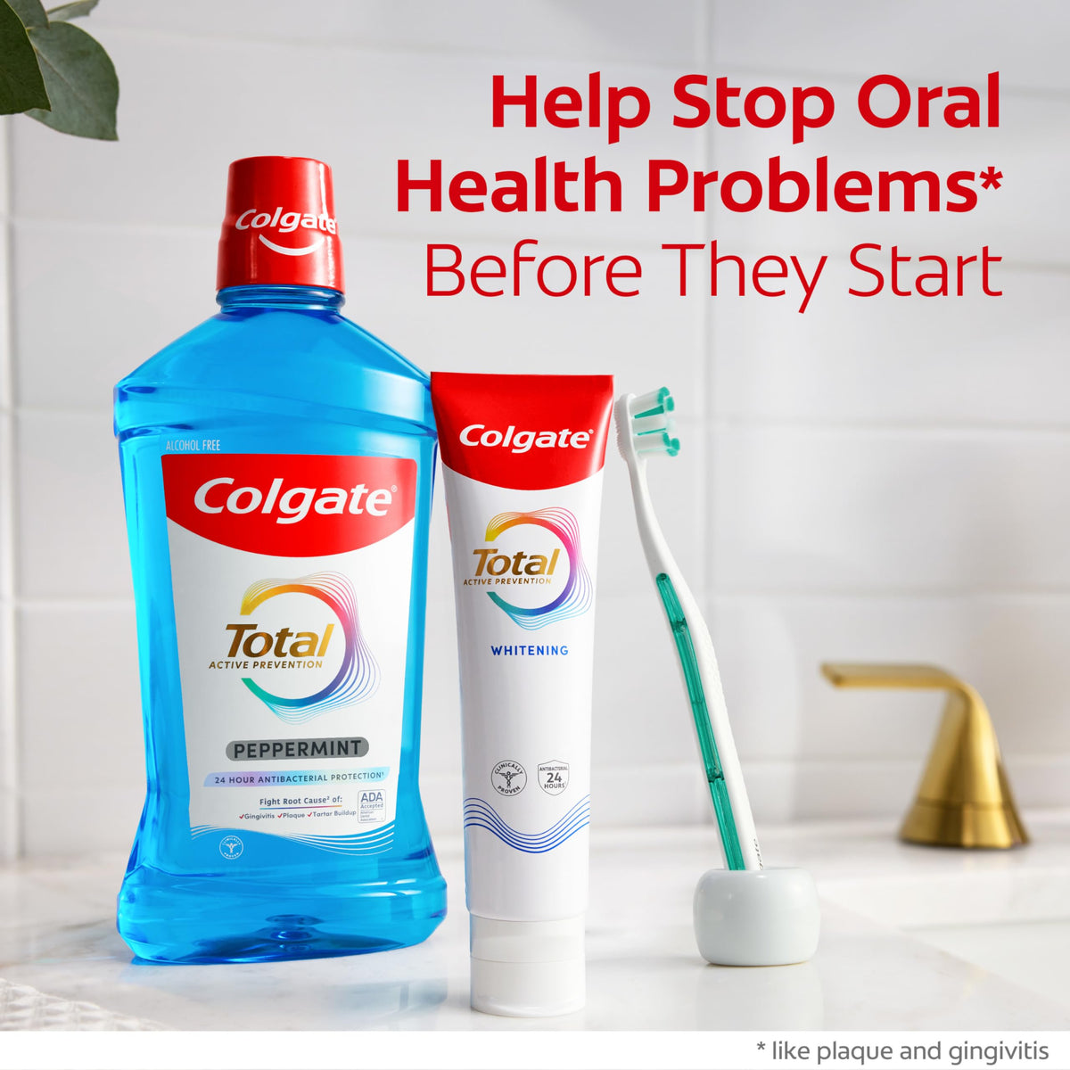 Colgate Total Alcohol Free Mouthwash Peppermint 3 Pack 33 8 – back view and specifications