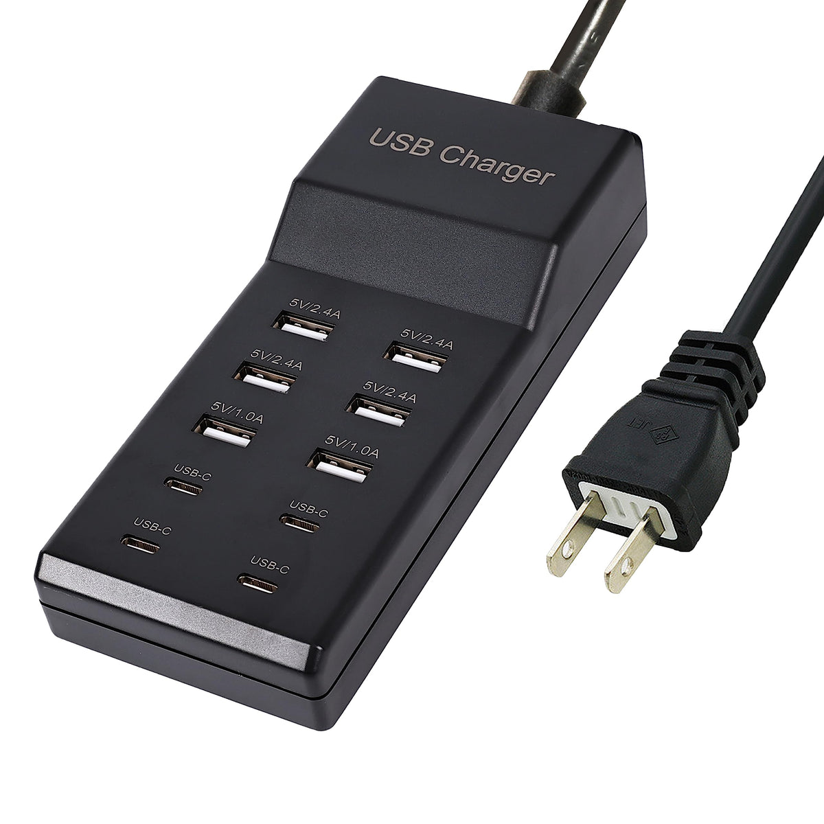 Wyssay USB Charger 50W USB Charging Station with 10 Port Compatible – 6USB-A&4USB-C Ports-black